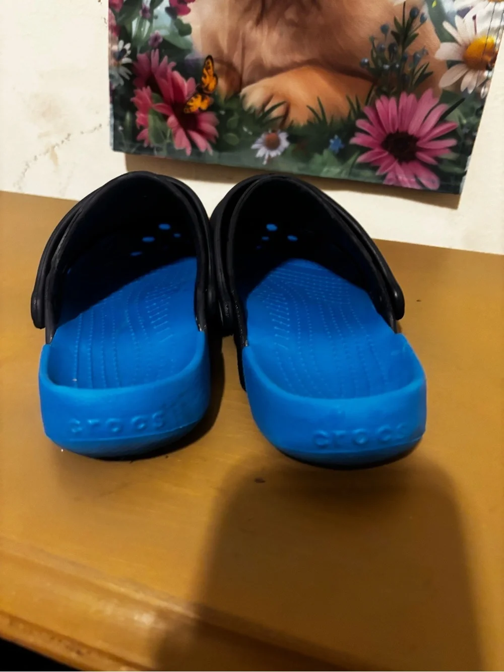 CROCS Kids Black and Blue Slip-On Clogs with Strap
